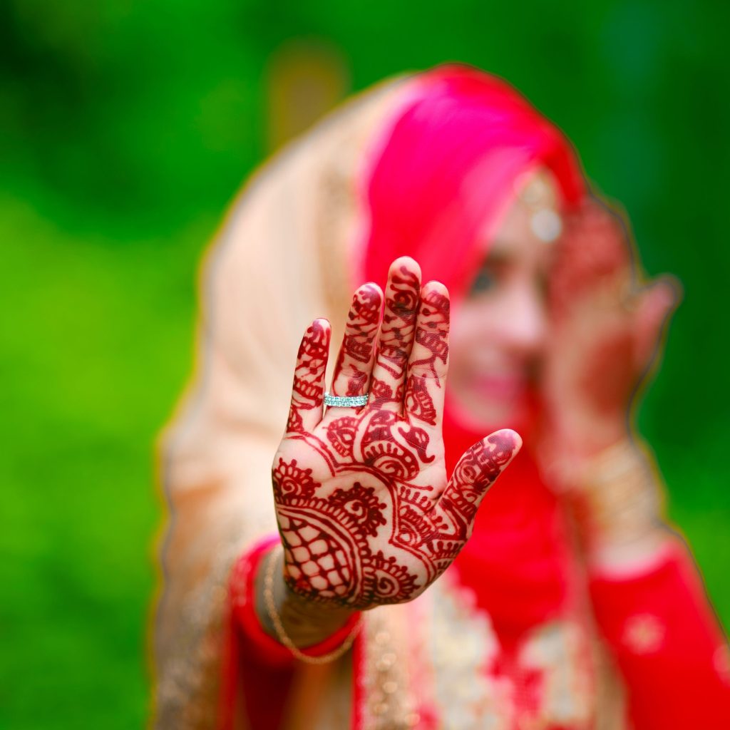 Women Showing Mehndi Design on Her Palm