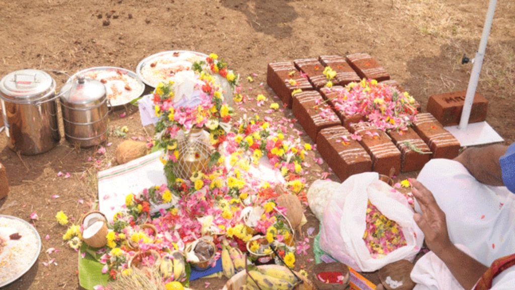 Conducting Bhoomi Pujan