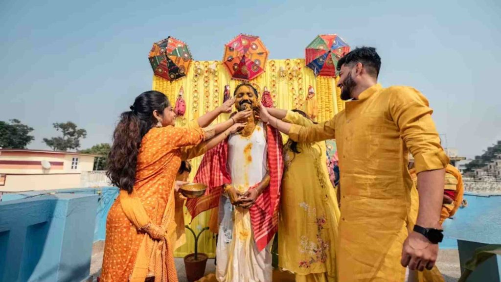 groom haldi poses