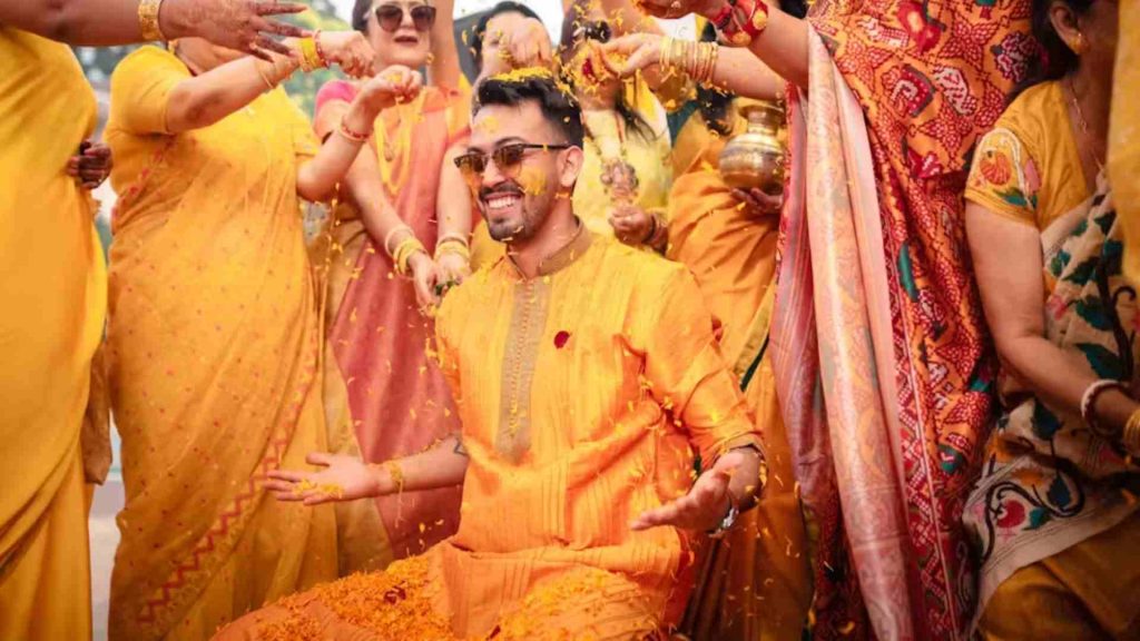 groom haldi poses